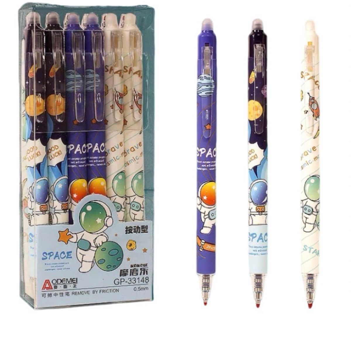 GENERICO - Caja 12 Lápices Tinta Gel 100% Borrable 0.5 Mm Astronauta