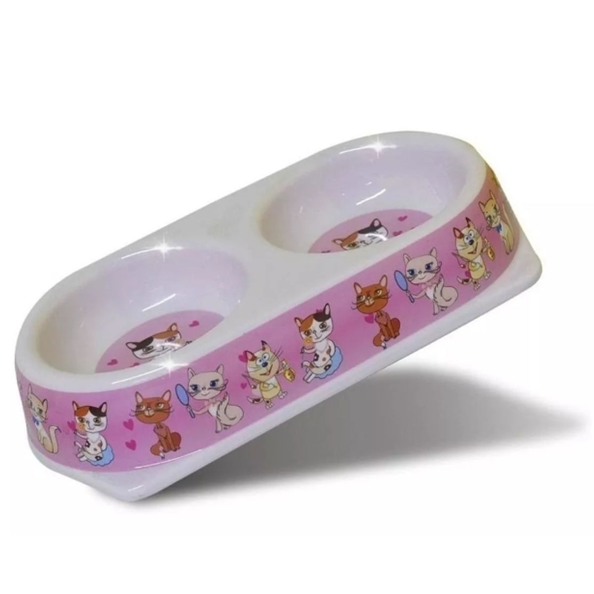 GENERICO - Comedero Doble Para Perros Y Gatos Plastico Rosa