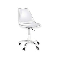 Silla de Oficina Giratoria de Acrílico Transparente Leda Acolchada