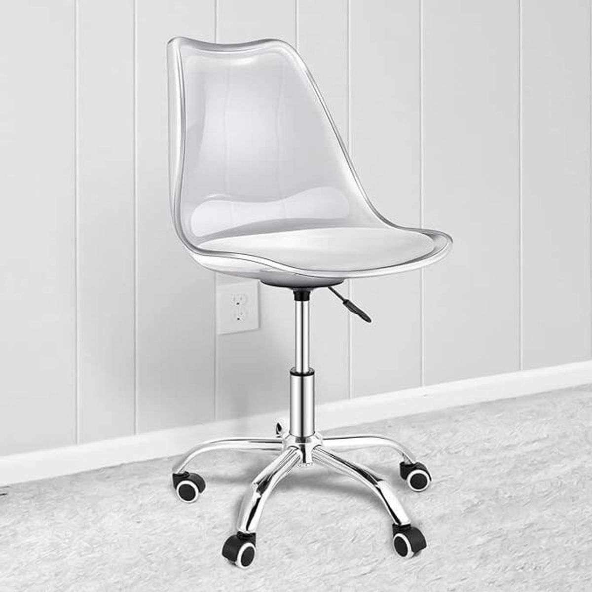 ARTIHOGAR - Silla de Oficina Giratoria de Acrílico Transparente Leda Acolchada