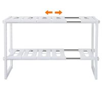 Organizador Doble de Acero Inoxidable con Estante Ajustable