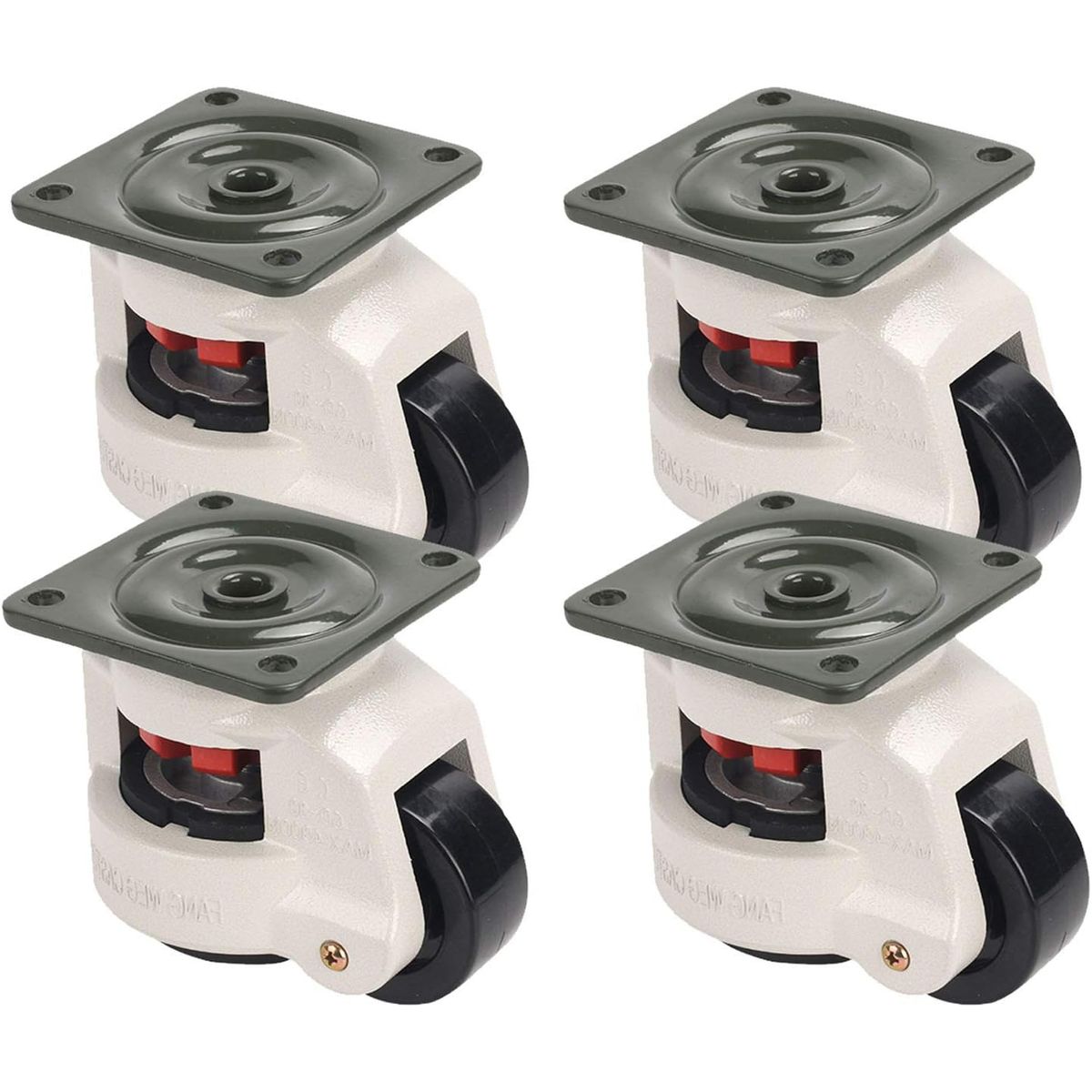 KUANGYE - 4 Ruedas Con Ajuste De Nivel. Heavy Duty. Carga De 500 Kg.