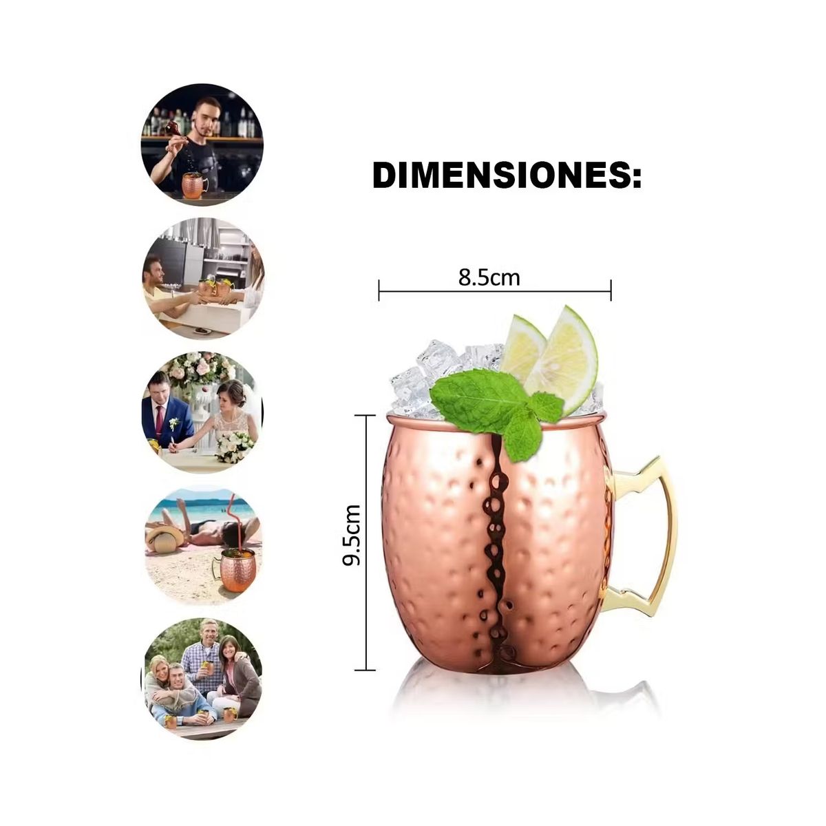 GENERICO - Pack X2 Mugs De Cobre Vasos Tragos Moscow Mule Mojito