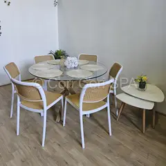 CORI CORI - Comedor Warwick 120cm + 6 Sillas Delta Blanco