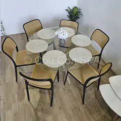 CORI CORI - Juego de Comedor Warwick 120cm + 6 Sillas Delta Negro