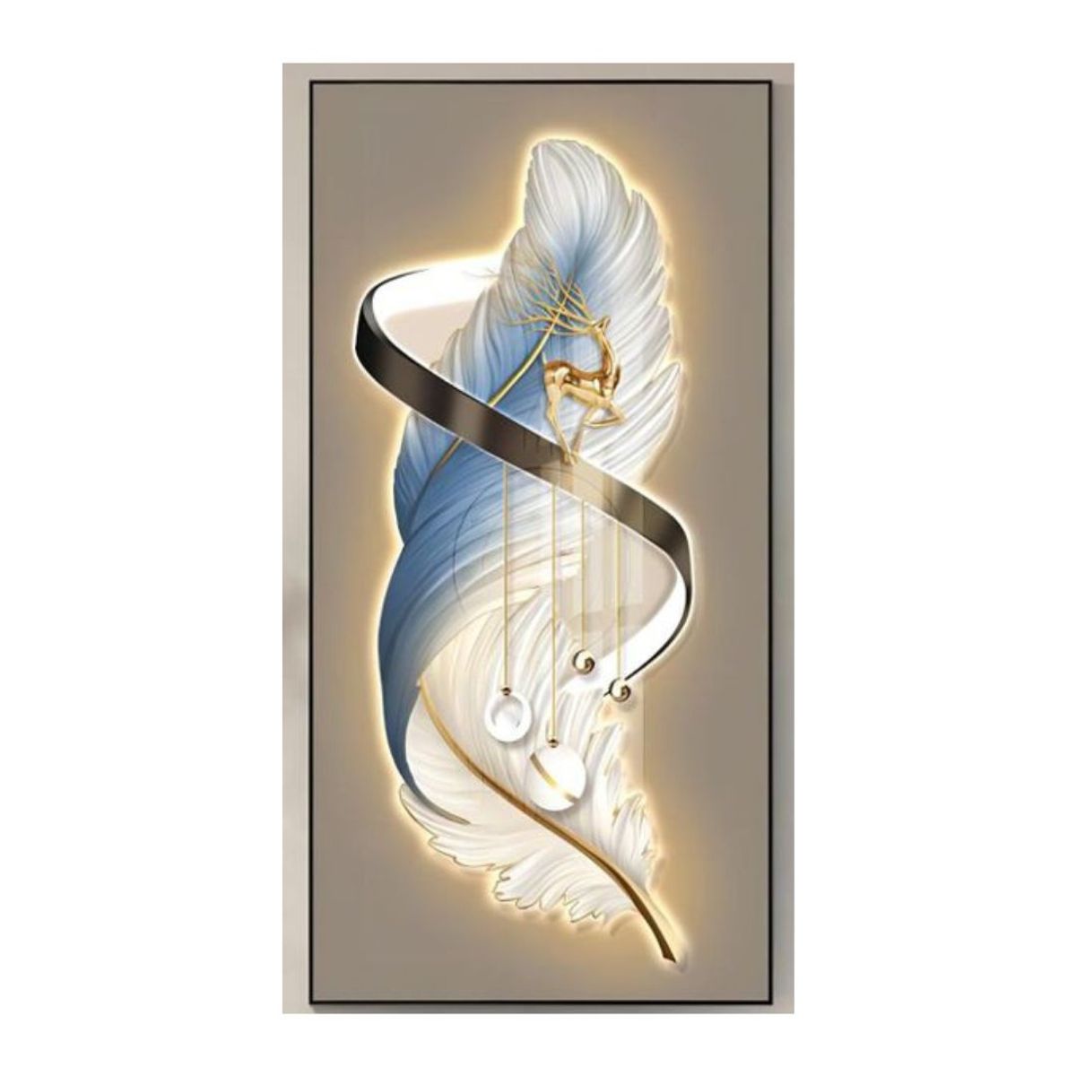 GENERICO - Cuadro Decorativo Plumas Nordicas 50x70