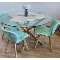 Comedor Warwick 100cm + 4 Mariposa Ecocuero Wood…
