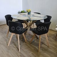 Juego de Comedor Warwick 120cm + 6 Mariposa Wood Negro