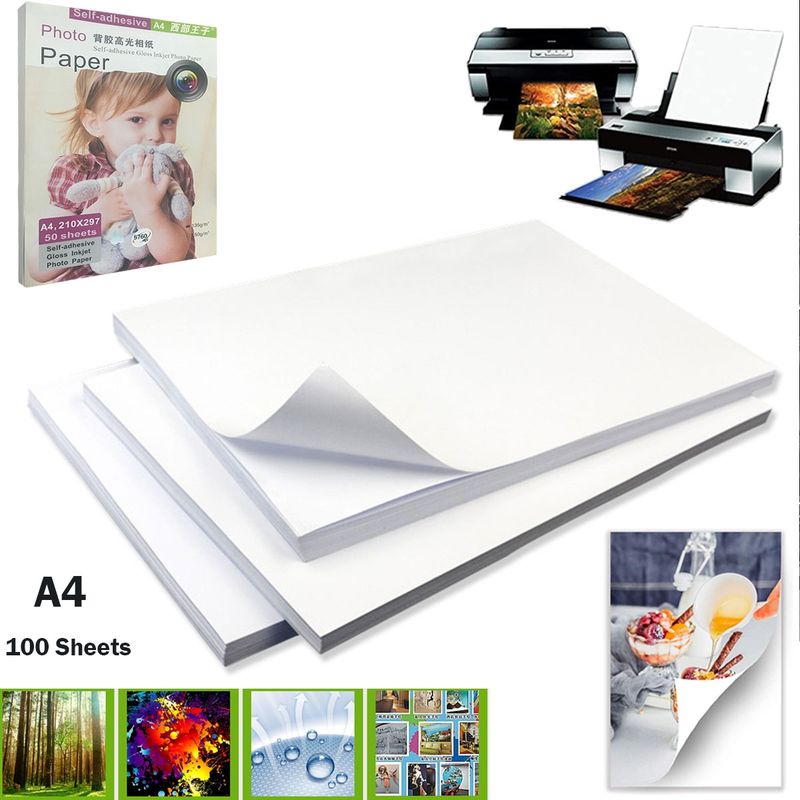 EDWINAYY - Papel Fotográfico Adhesivo Brillante 135 Grs A4 50 Hojas