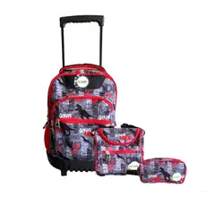 EKIZDE - MOCHILA ESCOLAR CON RUEDAS TRI-PACK 30 LITROS - JURASIC MODEL