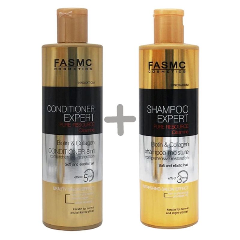 FASMC COSMETICS - Pack Shampoo + Acondicionador Expert Biotina y Colageno 500ml