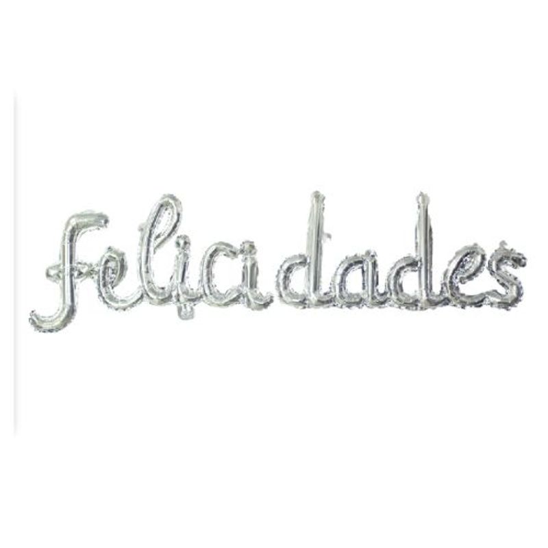 GENERICO - Globos Letras Felicidades Color Plateado