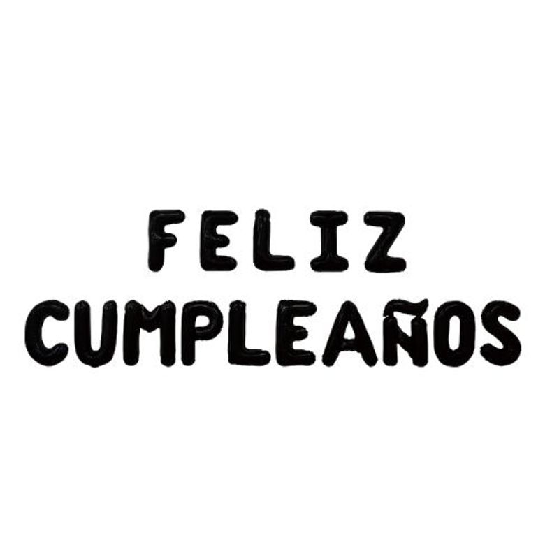 GENERICO - Globos Color Negro Diseño Letra Feliz Cumpleaños