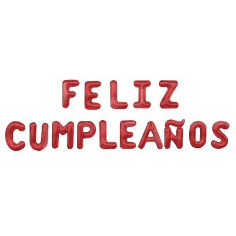 GENERICO - Globos Color Rojo Diseño Letra Feliz Cumpleaños