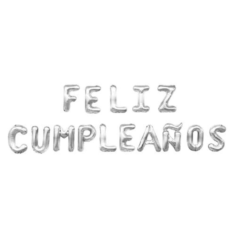 GENERICO - Globos Color Plateado Diseño Letra Feliz Cumpleaños
