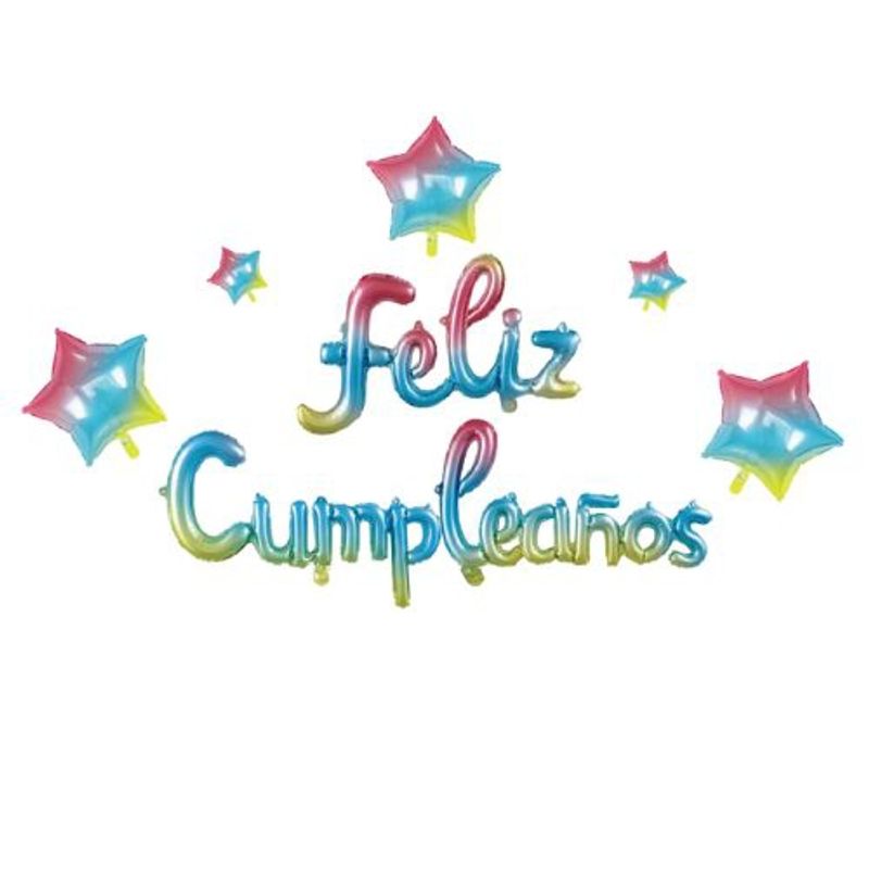 GENERICO - Globos Diseño Letras Feliz Cumpleaños Estrellas Multicolor