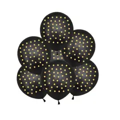GENERICO - Globos Latex Color Negro Diseño Puntos Dorados