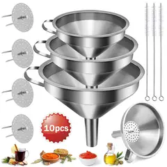 EDWINAYY - Embudo De Cocina De Acero Inoxidable 7 Piezas + Brocha X3