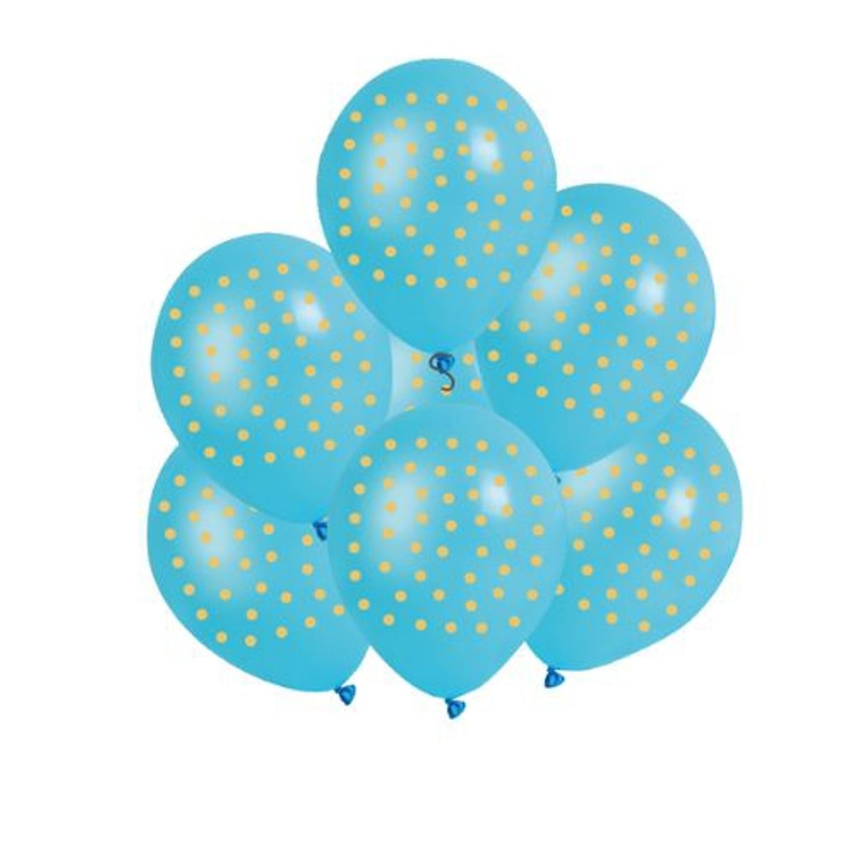 GENERICO - Globos Latex Color Celeste Diseño Puntos Dorados