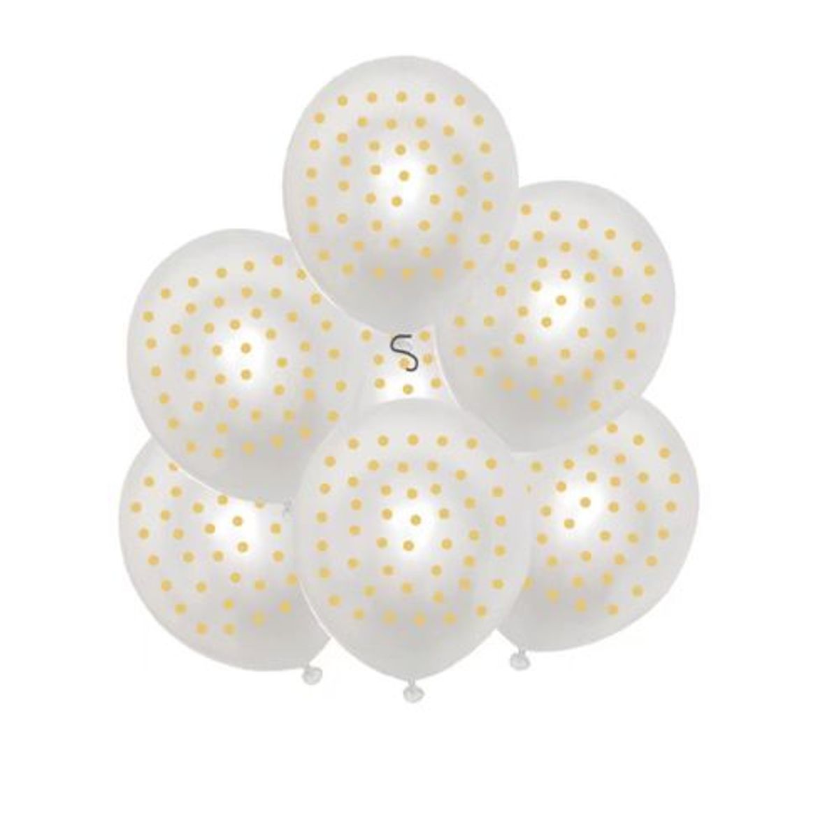 GENERICO - Globos Latex Color Blanco Diseño Puntos Dorados