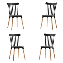 GENERICO - Pack de 4 Sillas Estilo Windsor NEGRO