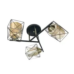 HB LEDS - Lámpara de Techo Triple Geométrica Vidrio E-27 Ampolleta Cálida