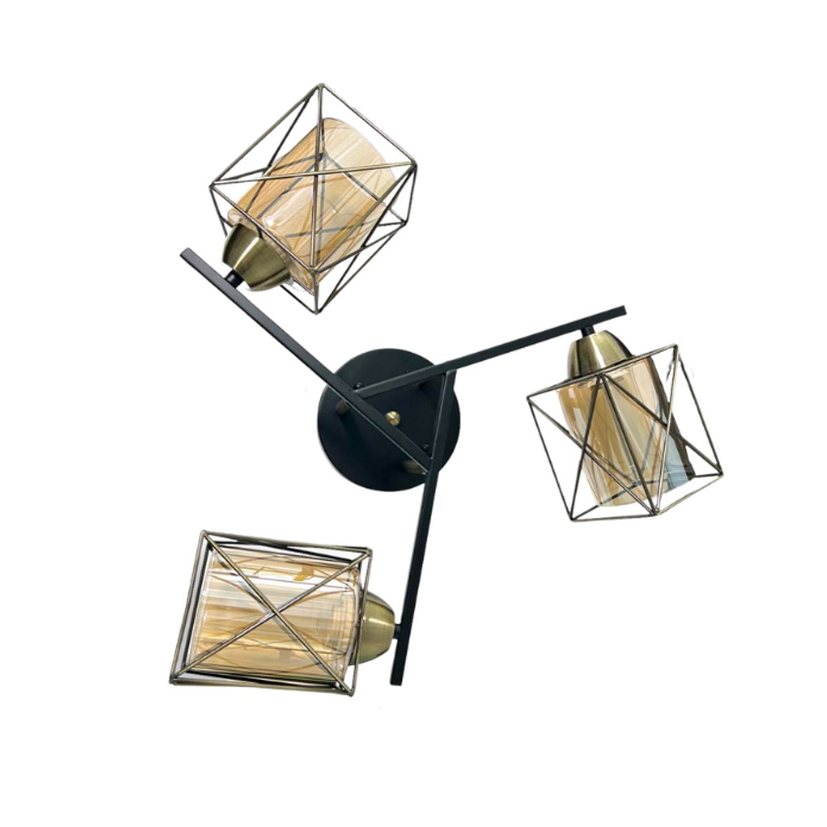 WANT - Lámpara de Techo Triple Geométrica Vidrio E-27 Ampolleta Cálida