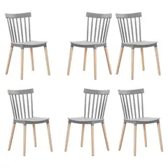 GENERICO - Pack de 6 Sillas Estilo Windsor GRIS