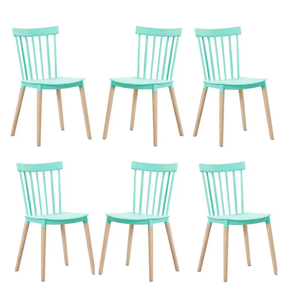 GENERICO - Pack de 6 Sillas Estilo Windsor MENTA