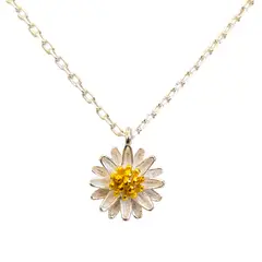 GENERICO - Collar Flor Margarita para mujer - Plata 925 - Azul Zafira