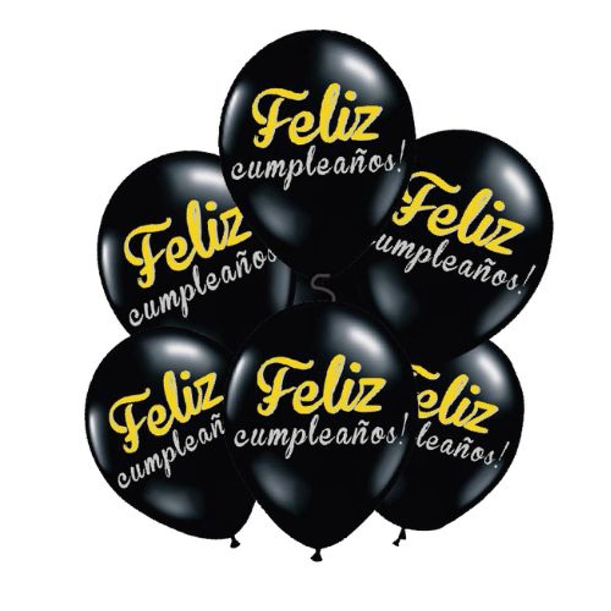 GENERICO - Globo Dibujo Feliz Cumpleaños Color Negro 30 Cm