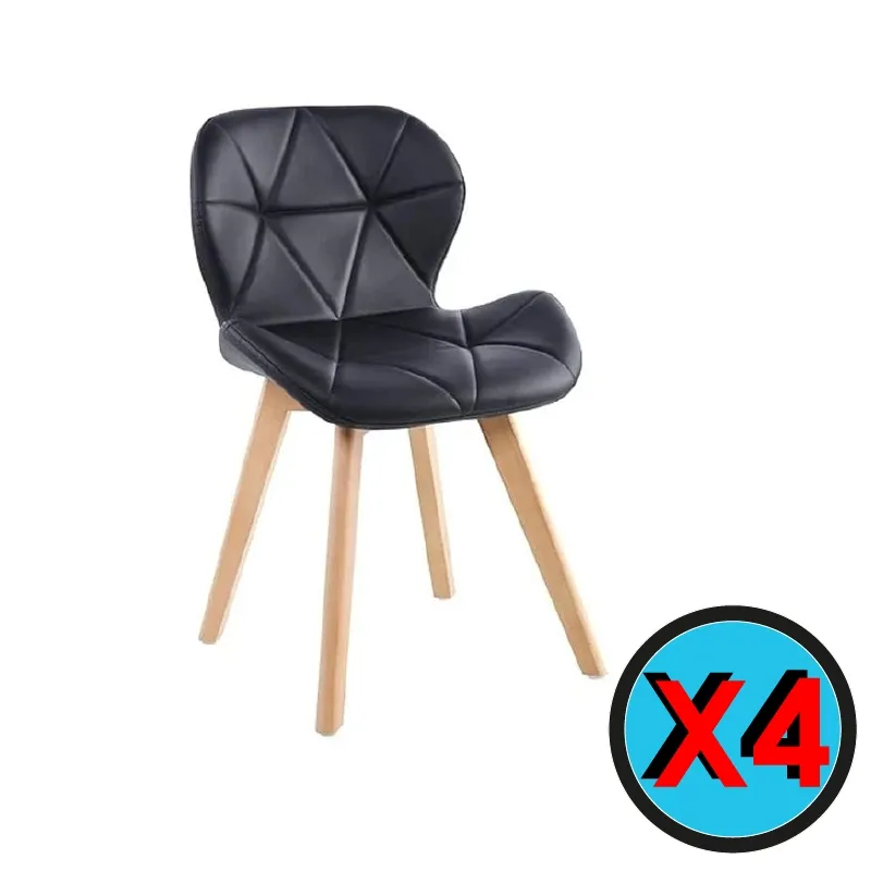 GENERICO - Pack de 4 Sillas Estilo Mariposa Tulip NEGRO