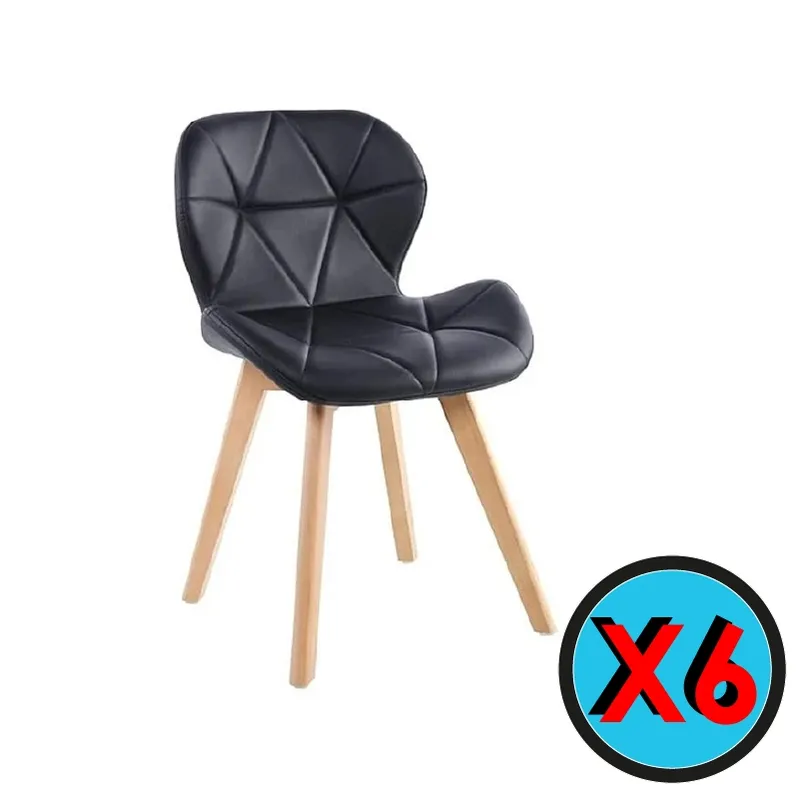 GENERICO - Pack de 6 Sillas Estilo Mariposa Tulip NEGRO