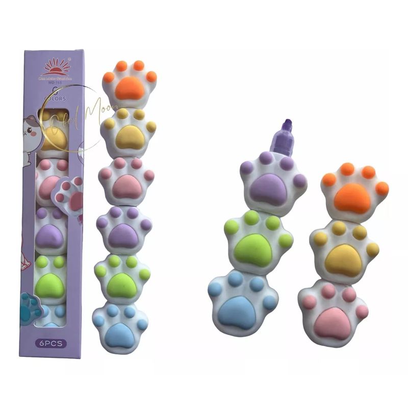 GENERICO - Lápices Destacadores, 5 Colores Diseño Garrita Gato Kawaii