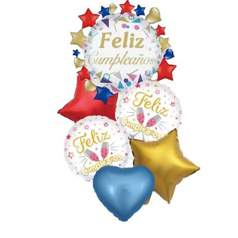 GENERICO - Globos Diseño Redondo Estrella Feliz Cumpleaños