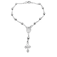 JOYAS MYTOKE - Pulsera Rosario Plata Nacional 950 Cruz Bolita Unisex