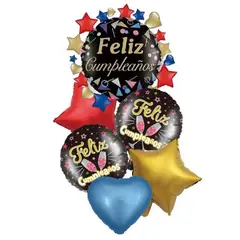 GENERICO - Globos Diseño Redondo Estrella Feliz Cumpleaños Latex