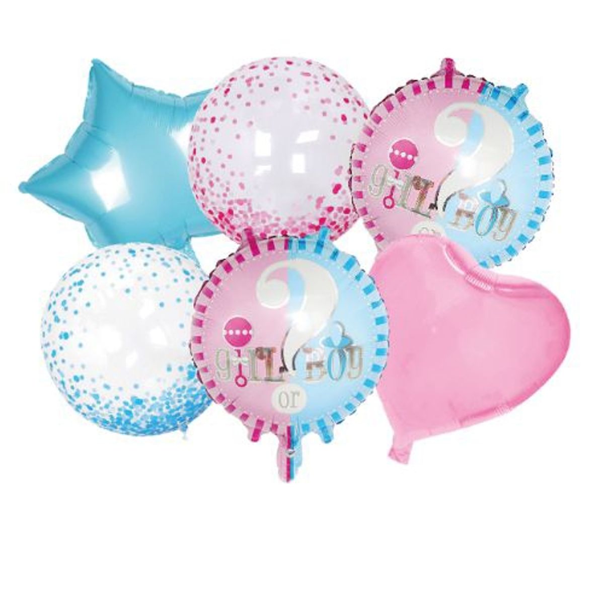 GENERICO - Globos Latex Corazon Estrella Celeste Rosa Niño O Niña