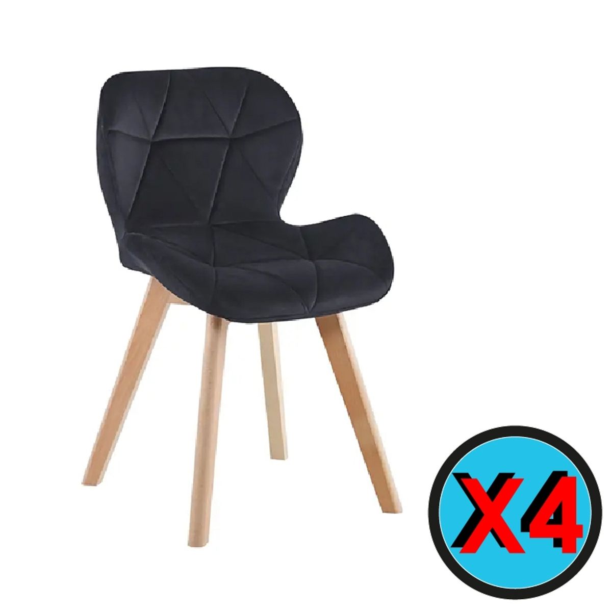 GENERICO - Pack de 4 Sillas Estilo Mariposa Velvet NEGRO