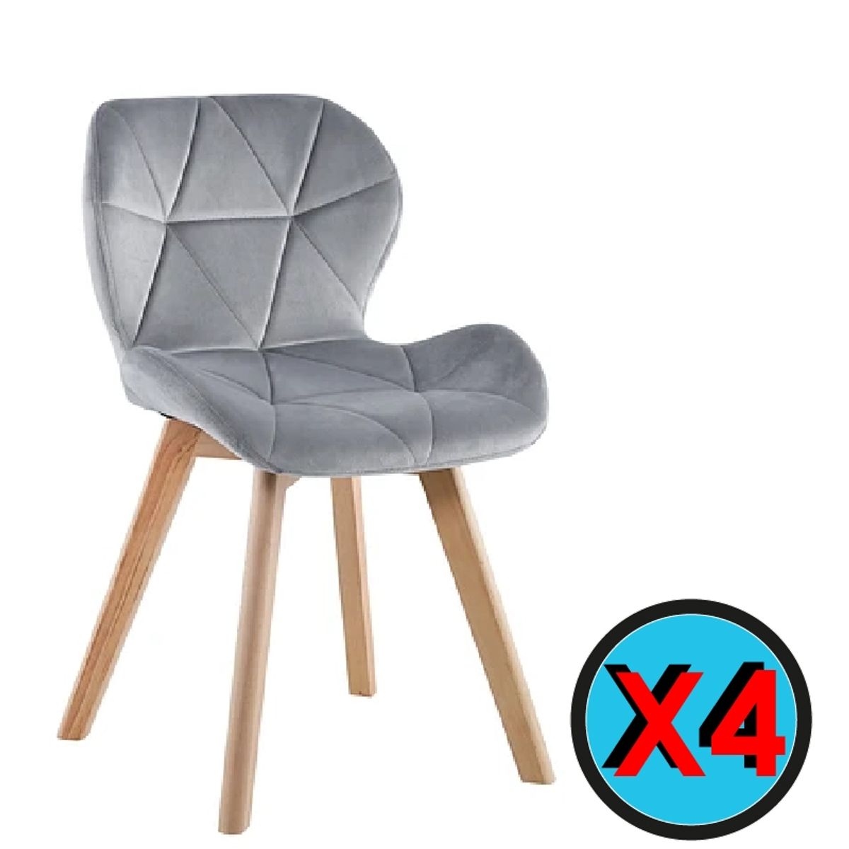 GENERICO - Pack de 4 Sillas Estilo Mariposa Velvet GRIS