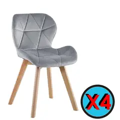 GENERICO - Pack de 4 Sillas Estilo Mariposa Velvet GRIS