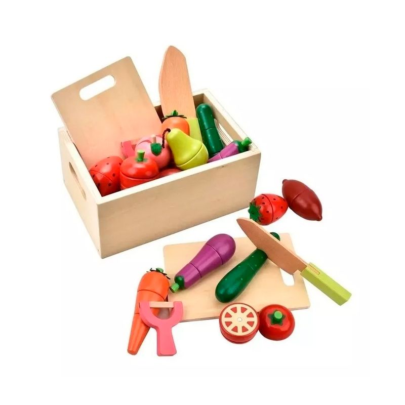 GENERICO - Set Corta Frutas Y Verduras Madera Con Imán Juego 23 Piezas