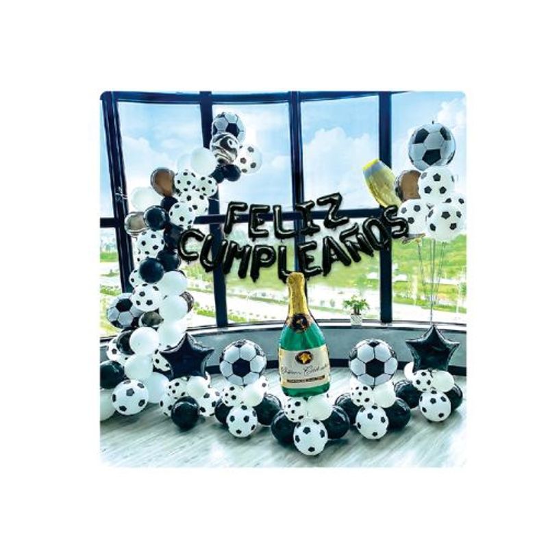 GENERICO - Traje Globos Latex Diseño Futbol Blanco Negro