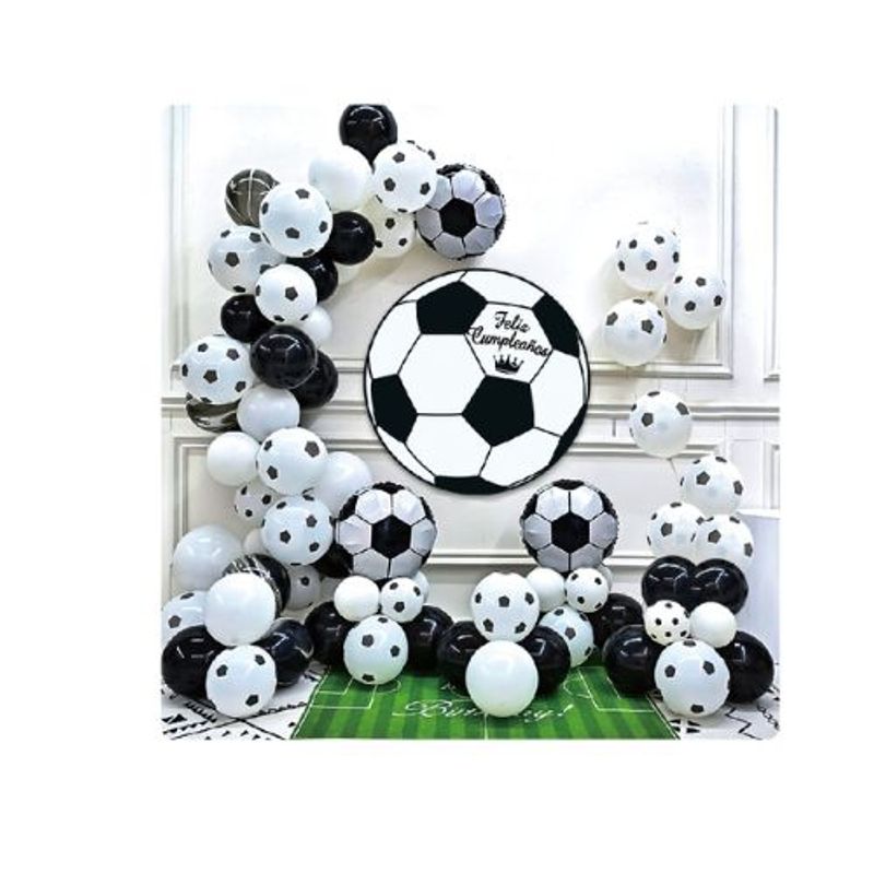 GENERICO - Traje Globos Latex Diseño Pelotas Futbol Blanco Negro