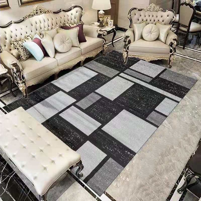 GENERICO - ALFOMBRA DISEÑO GEOMETRICO EN GRIS PARA LIVING 160X200  MARIA