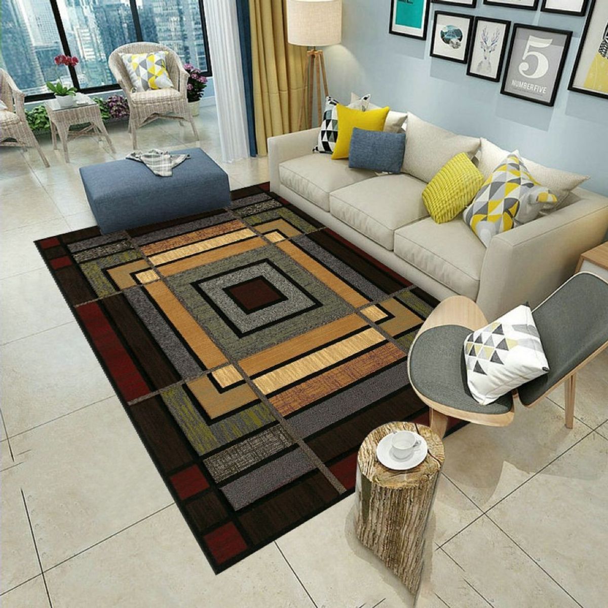 GENERICO - ALFOMBRA 160X200cm DISEÑO GEOMETRICO PARA LIVING  MARIA