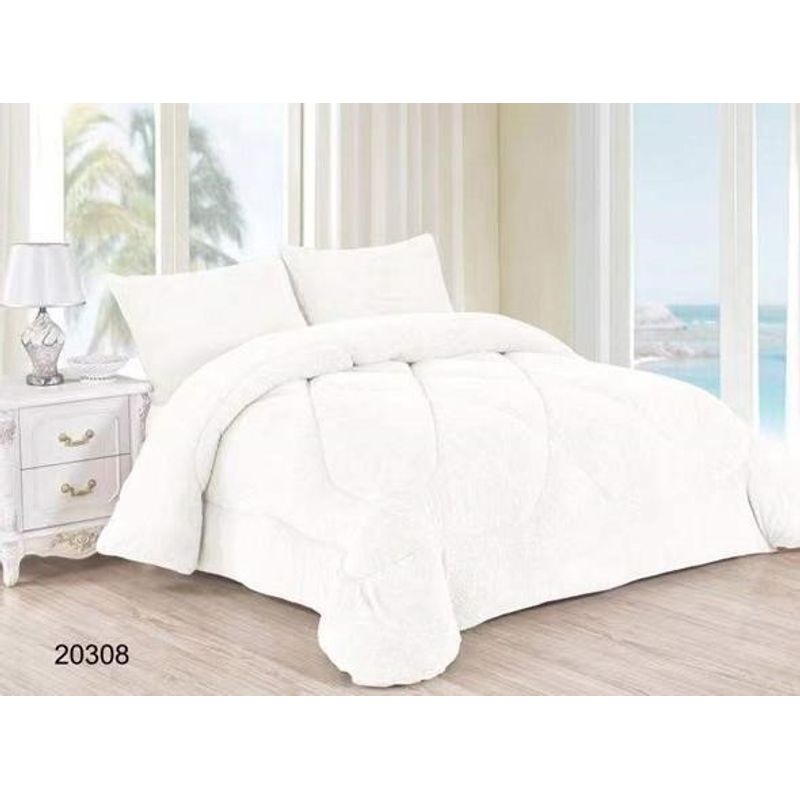 GENERICO - COBERTOR 2 PLAZA PLUSH CON CHIPORRO COLOR BLANCO ROUSS