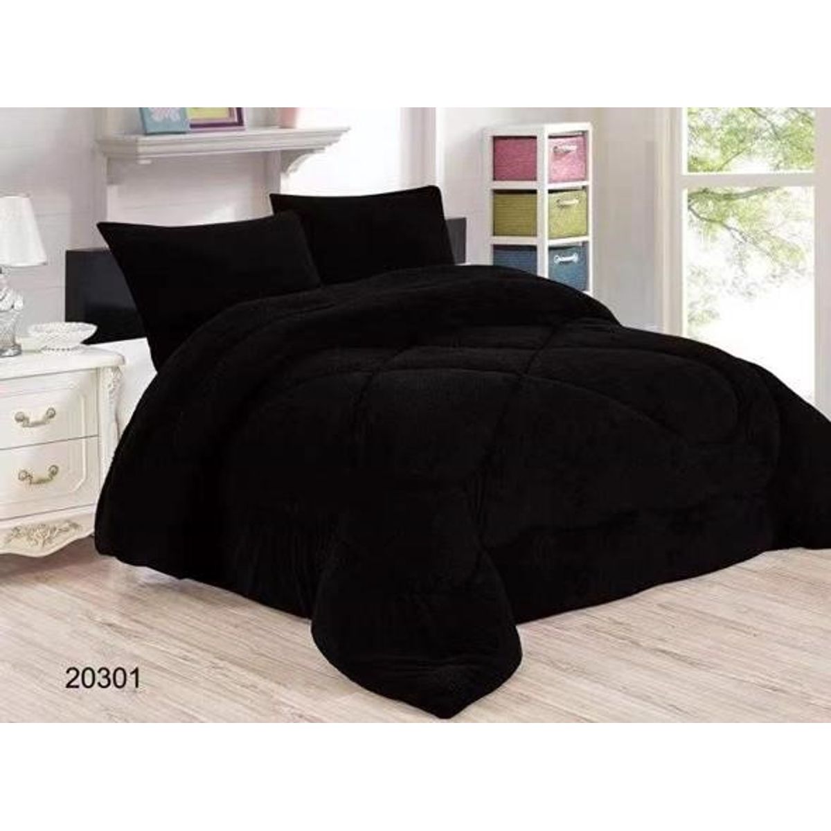 GENERICO - COBERTOR COLOR NEGRO PLUSH CON CHIPORRO 2 PLAZA  ROUSS