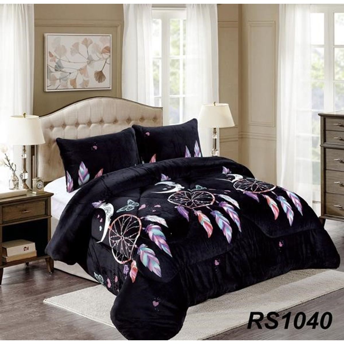 GENERICO - Cobertor de Invierno con Chiporro y Plush AtrapaSueños 2 PLAZA  ROUSS