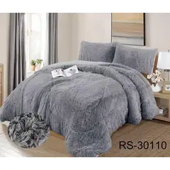 GENERICO - Cobertor Color Gris de Invierno con PELUDITO  2 PLAZA ROUSS